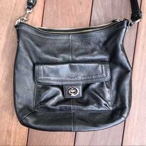 COACH Dark Black Pebbled Leather Penelope Satchel